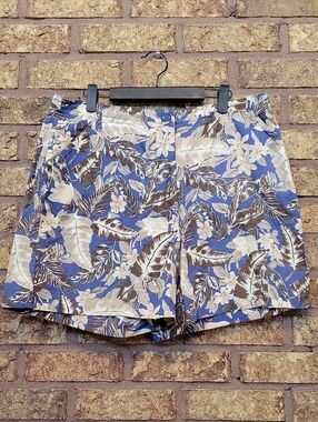 Studio Works High Rise Floral Tropical Print Cotton Shorts Size 14 Petite